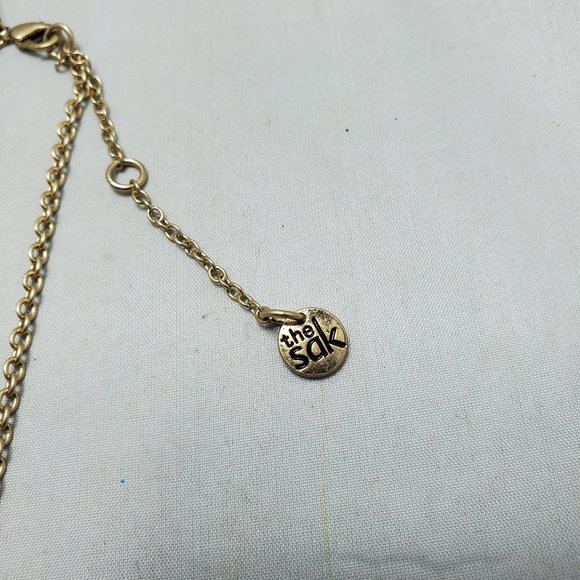 The Sak Women's Natural Stone Pendant Collar Necklace Gold Metal 18 Inch… - Picture 3 of 7